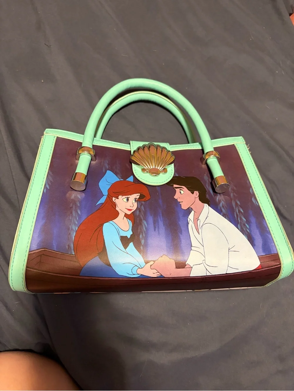 Loungefly Ariel and Eric Mint Trim Satchel